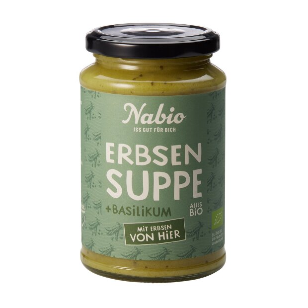 Erbsen Cremesuppe mit Basilikum BIO 375ml - Nabio